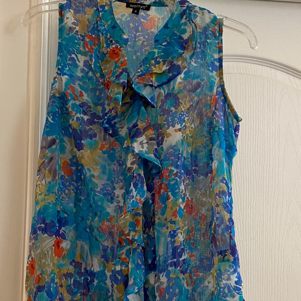 Womyn Multicolor Floral Ruffle Blouse - Picture 5 of 5